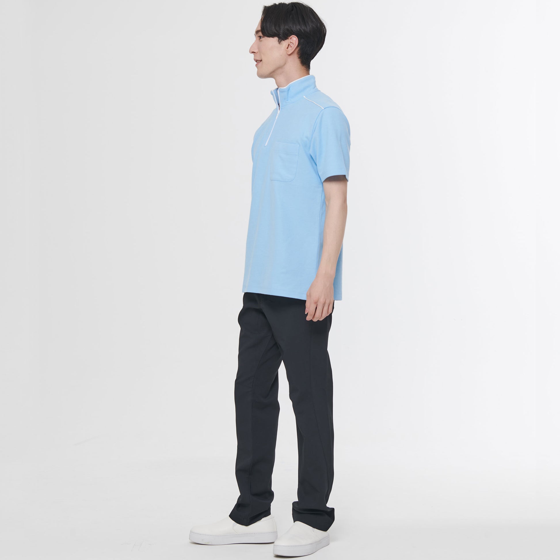 男女兼用スタンドカラー半袖ポロシャツ】 サービス向けユニフォーム