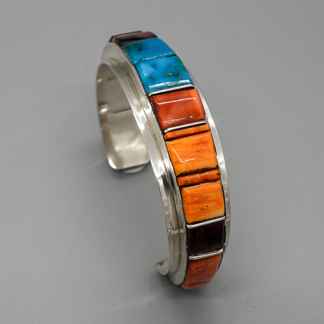 MULTISTONE & STERLING BRACELET by HAROLD SMITH – NAVAJO – Sun