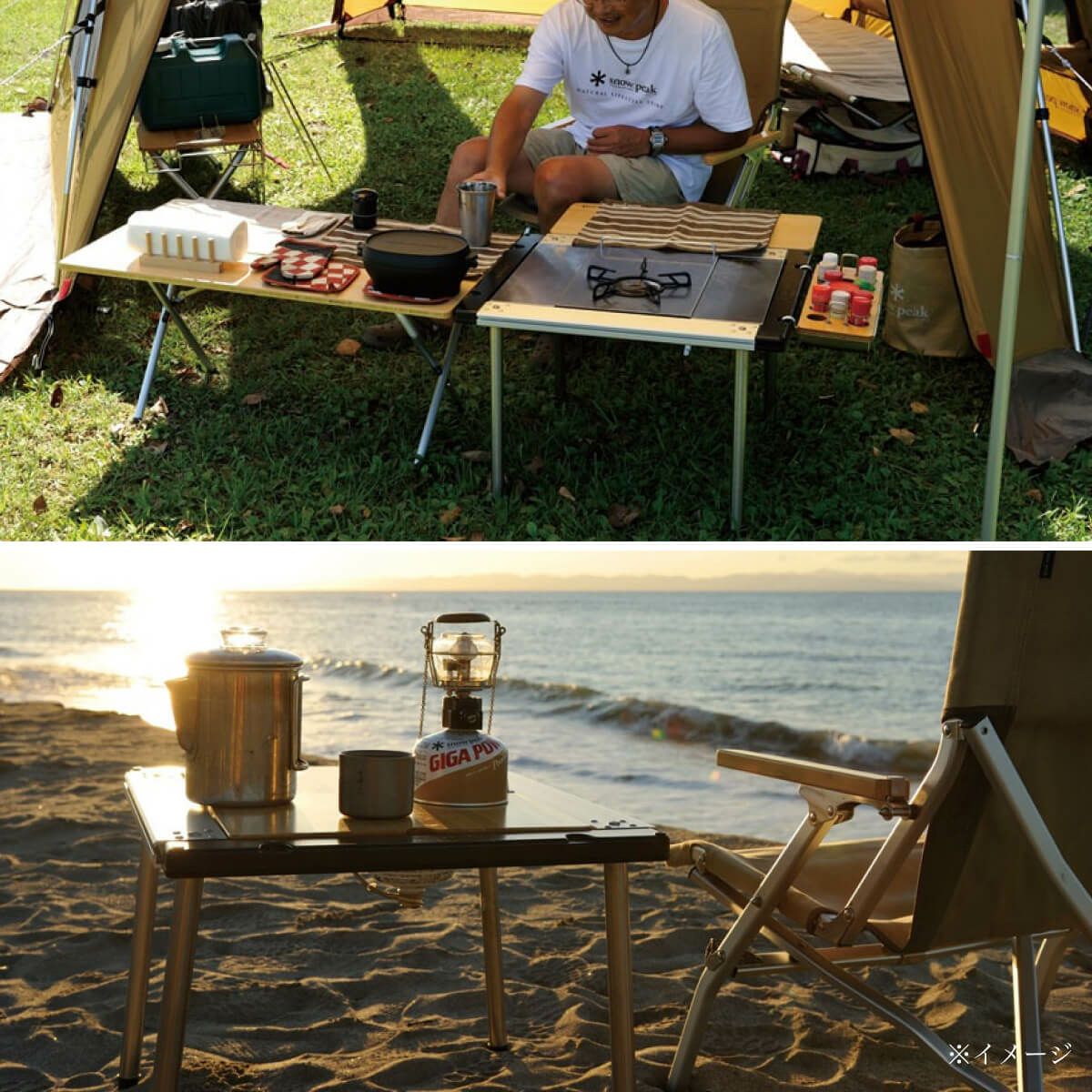 スノーピーク マルチファンクションテーブルショート竹ライト 400脚2本