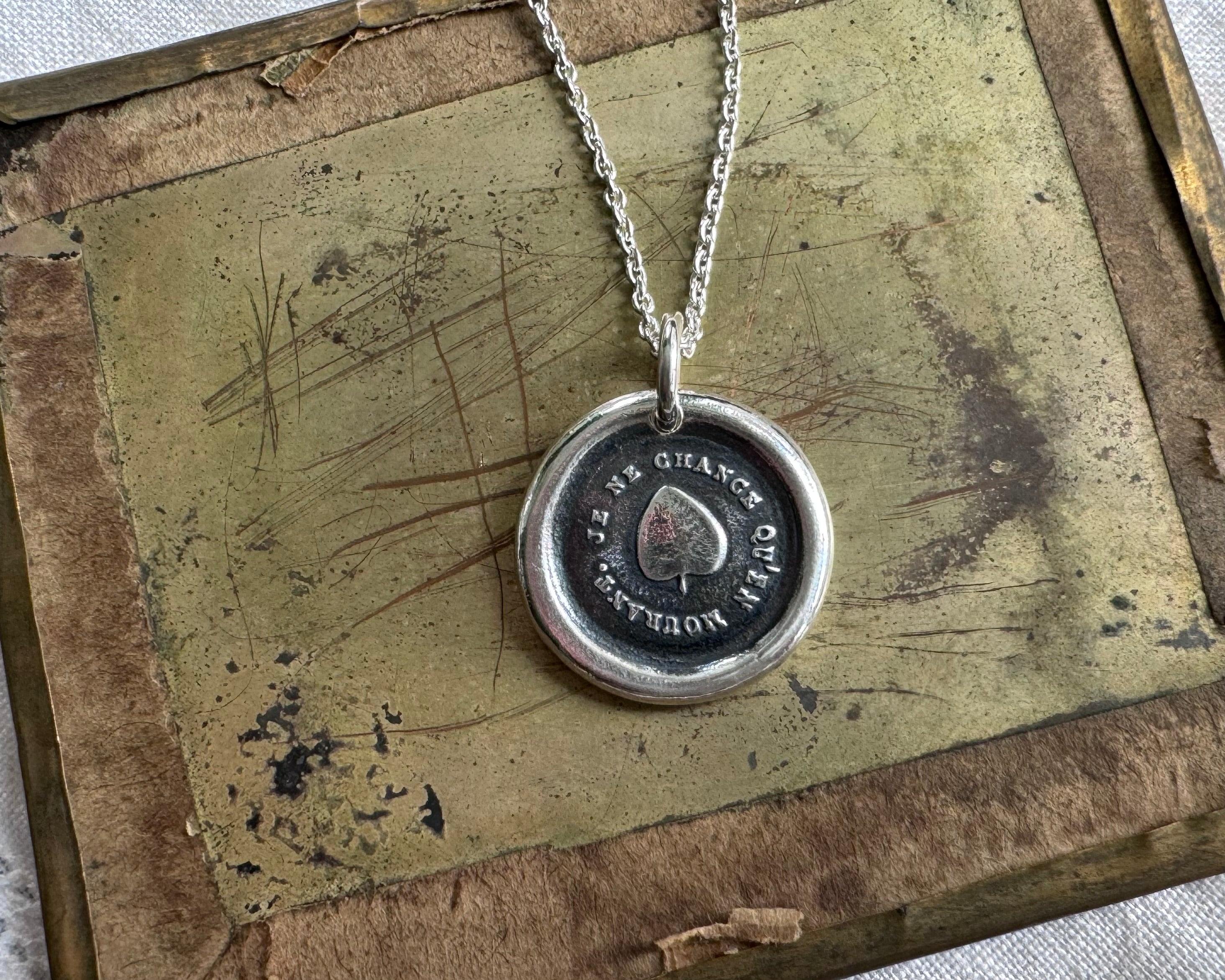 aspen leaf wax seal necklace - promise of love - wax seal jewelry