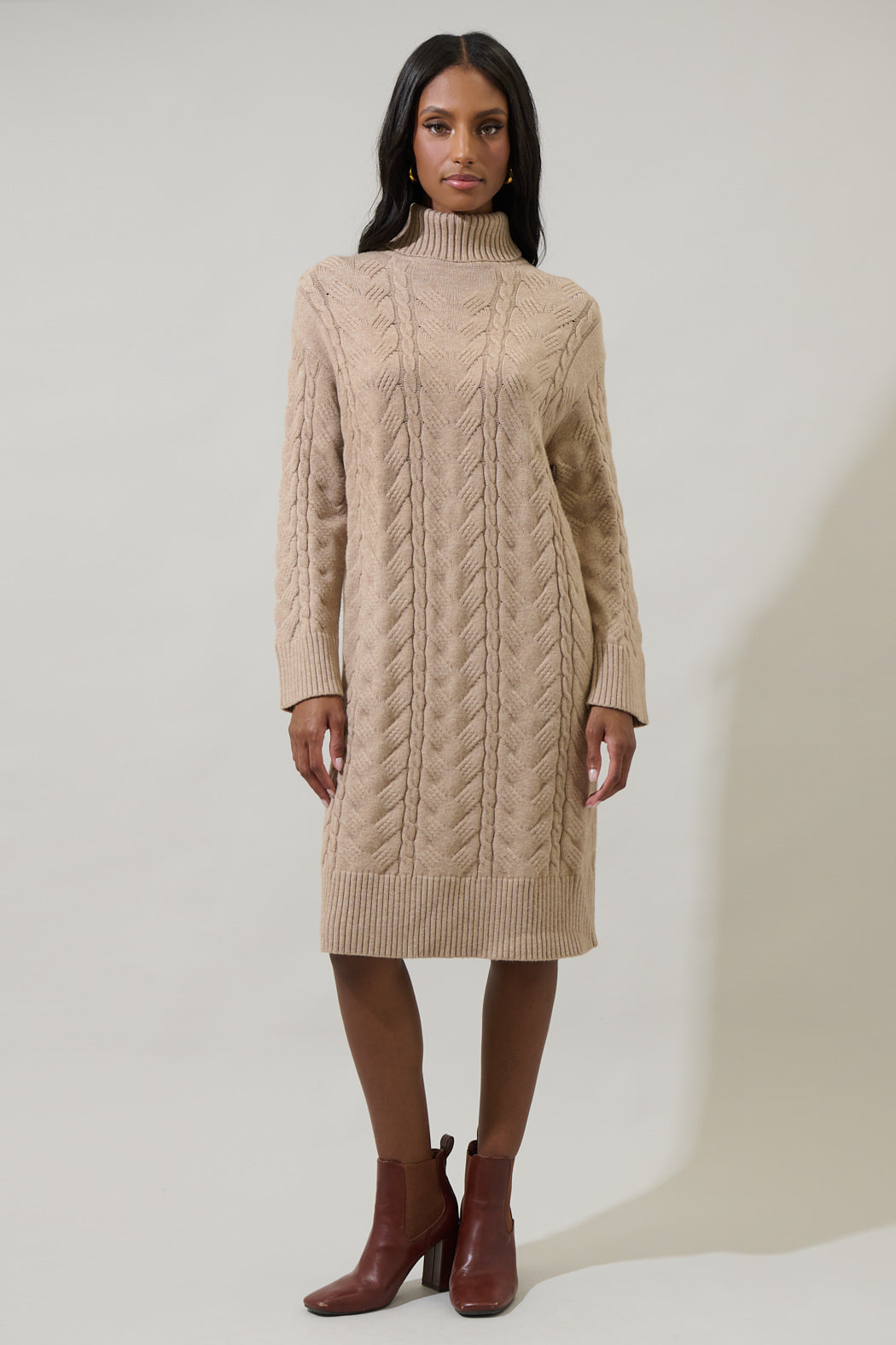 Raven Cable Knit Sweater Midi Dress – Sugarlips