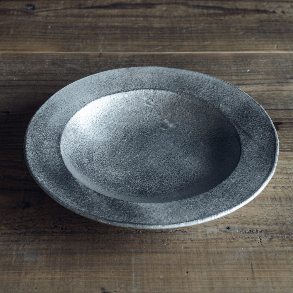 8寸リム深皿 (銀彩)｜フルカワゲンゴ おしゃれ かっこいい 高級感 食器