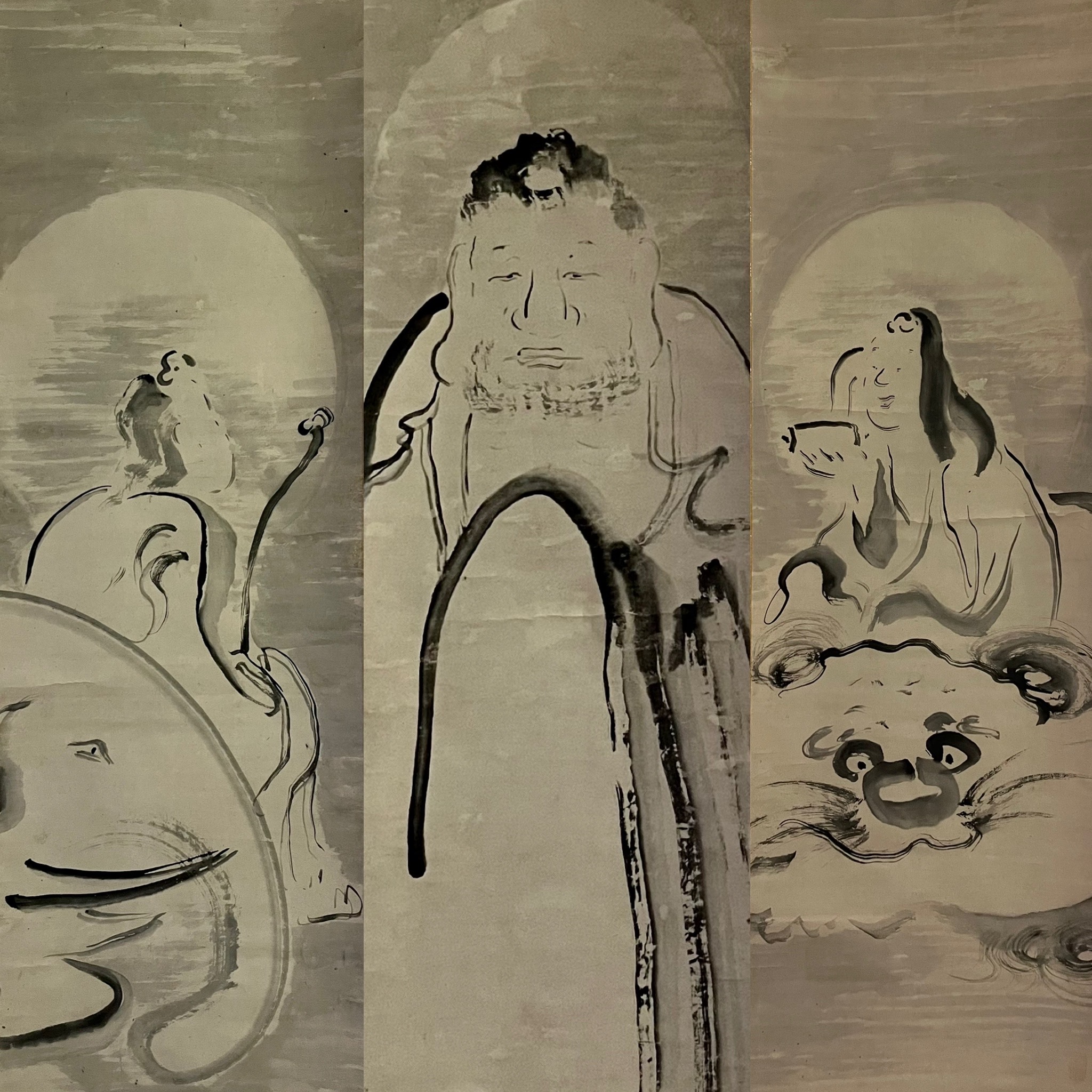 骨董水妖｜池大雅筆 三尊佛像