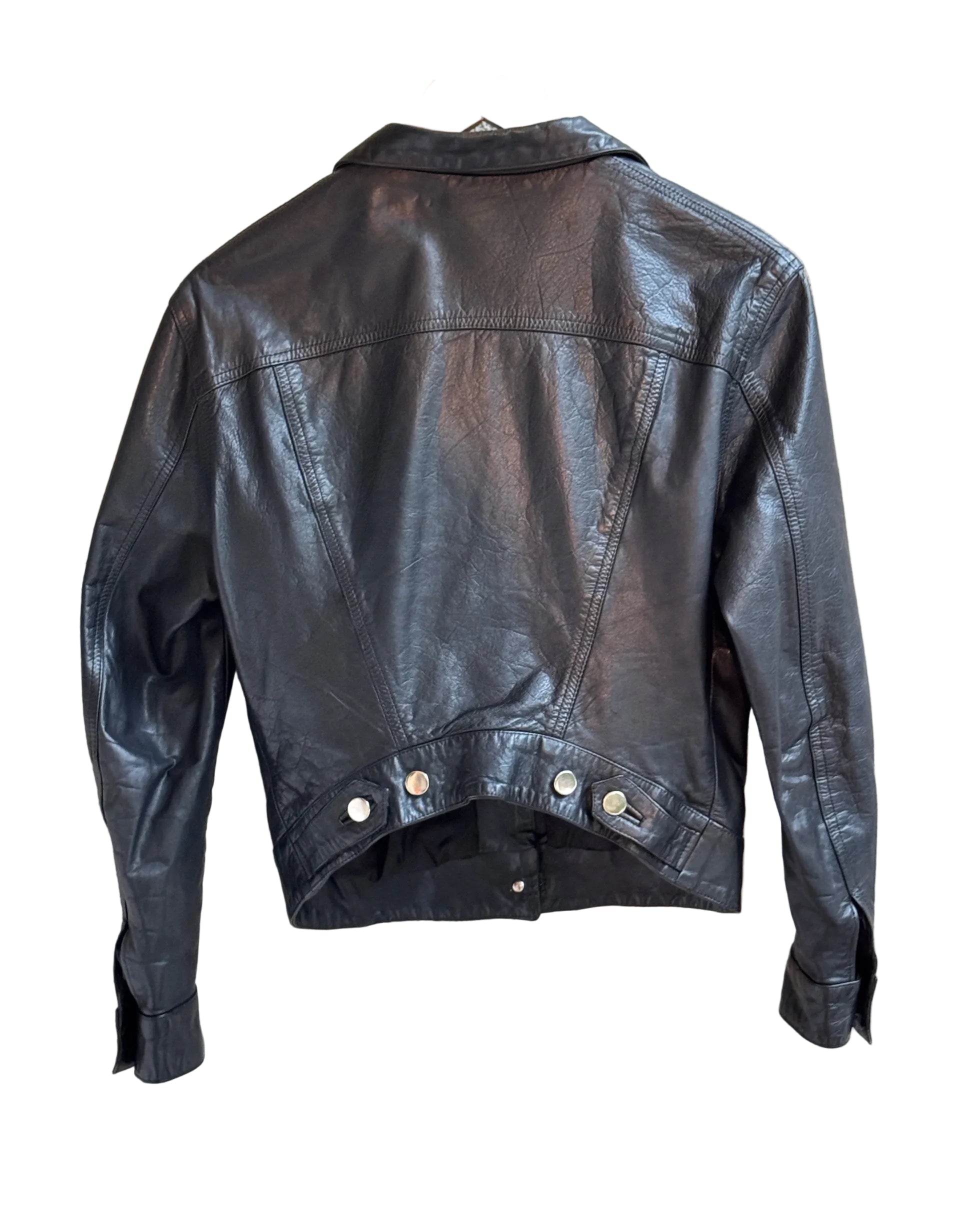 1980s Katharine Hamnett Black Leather Jacket – UK Vintage