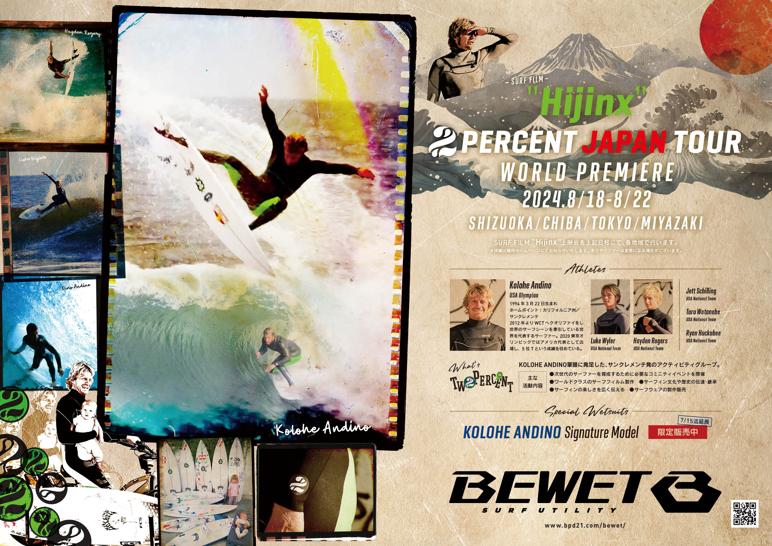 コロへ・アンディーノ来日。SURF FILM “Hijinx” 2 percent Surf JAPAN