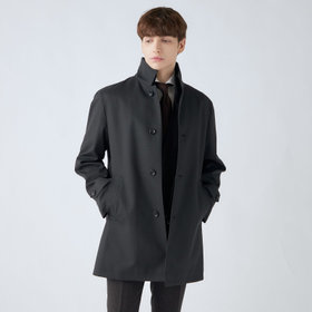 発送在庫あり】【SL】レイヤードスタンドカラーコート/ネイビー