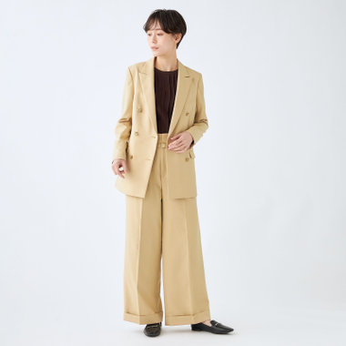 SL】【秋冬】6釦2掛けダブルワイドパンツスーツ/ライトブラウン