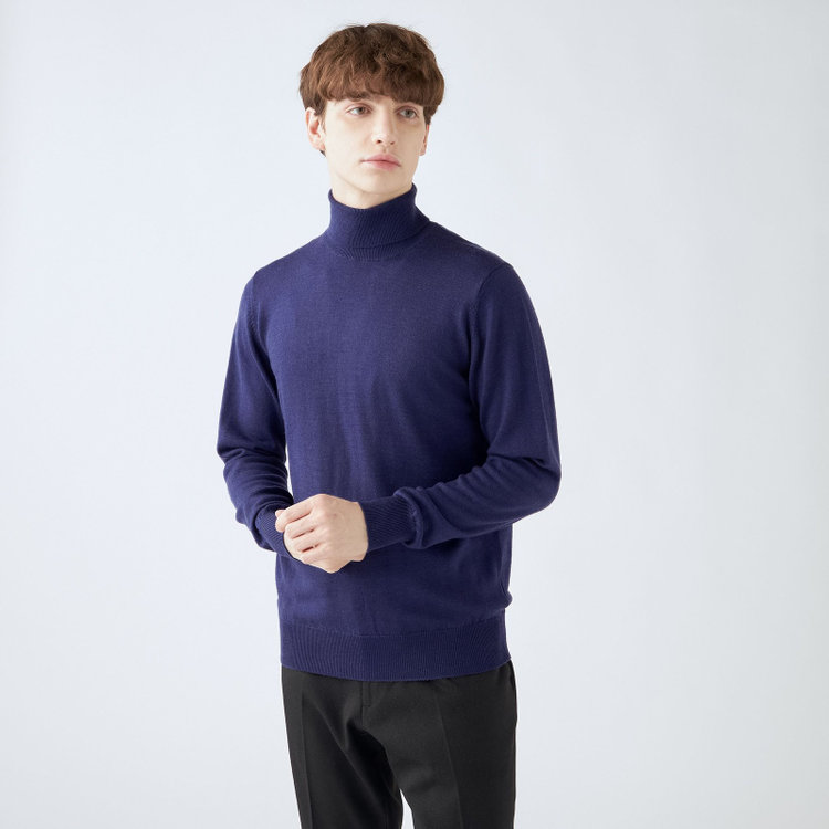 RBC】【秋冬】ウールタートルネックニットセーター/パープル/ZEGNA