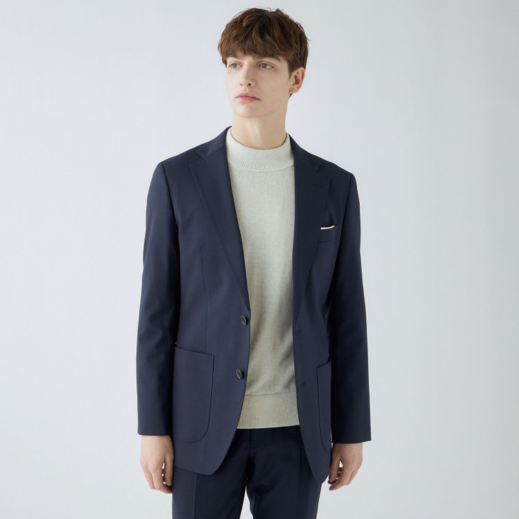 4S CROSS】【年間】セットアップジャケット/ネイビー×カルゼ/パッチ