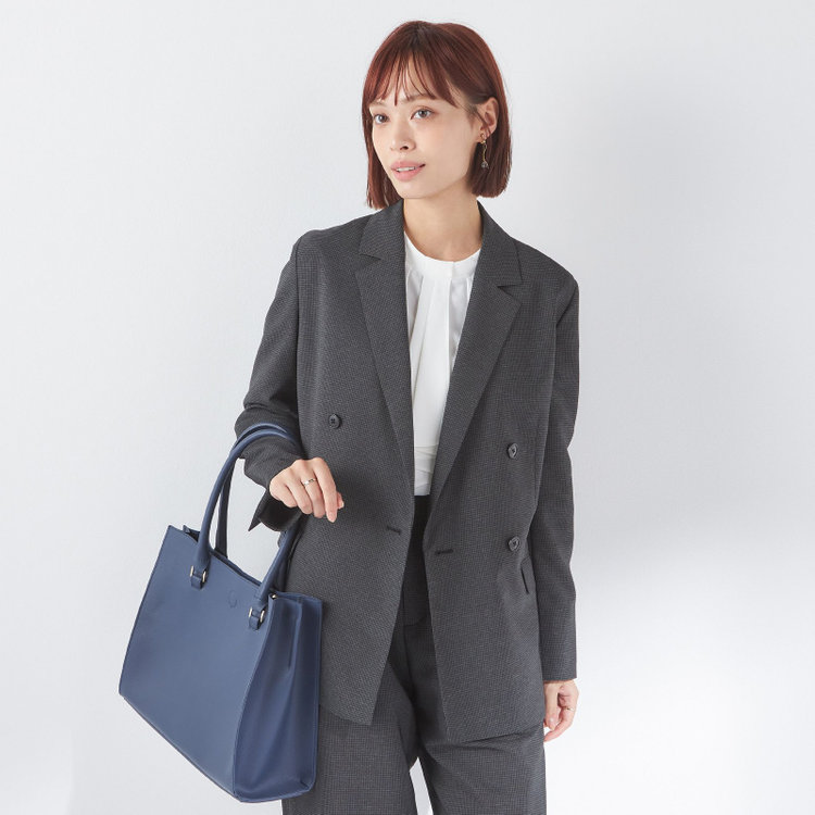 SL】【春夏】4釦1掛けダブルジャケット/グレー×チェック