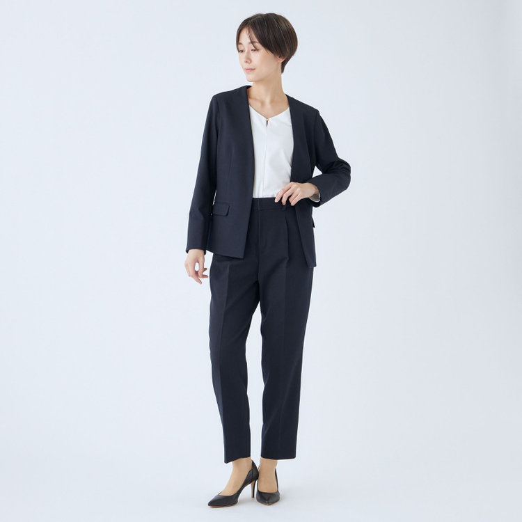 発送在庫あり】【RELAX TAPERED】【年間】ノーカラー ホック留めパンツ