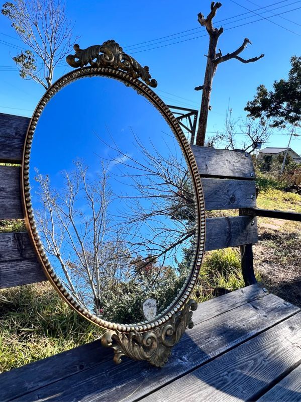 ファッションミラー 壁掛け鏡 レトロ vintage antique 楕円形