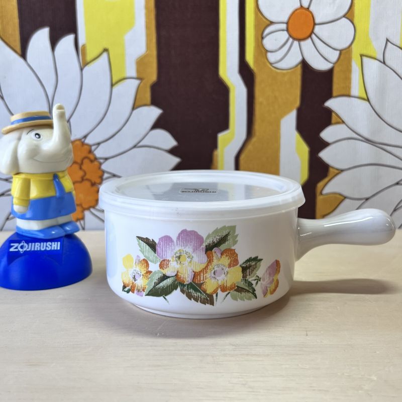 象印 片手タッパー保存容器 花柄 陶器製