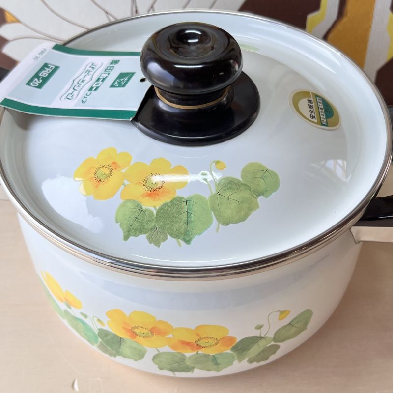 象印ホーローウェア パピーシリーズ 花柄 ホーロー両手鍋 ハンドル