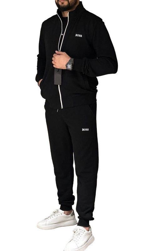 BOSS Premium Fleece Cotton Tracksuit – Winter Zipper Set